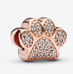 Charm huella de pata baño oro rosa pavé