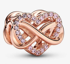 Charm corazón infinito baño oro rosa pavé rosa