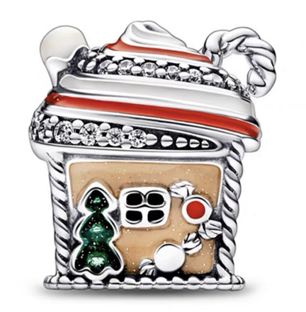 Charm casita de jengibre navideña esmalte multicolor