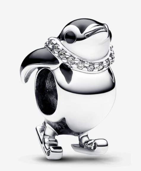 Charm pingüino patinador con bufanda circonias Pandora