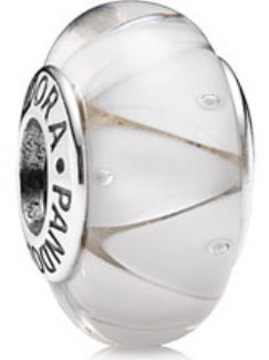 Charm Murano blanco líneas plata