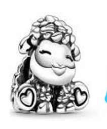 Charm colgante llama corazones plata