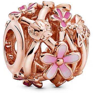 Charm calado margaritas baño oro rosa