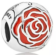 Charm rosa flor esmalte rojo