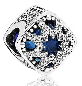 Charm copo de nieve circonias azul y blanco