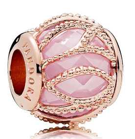 Charm calado baño oro rosa hojas rosadas