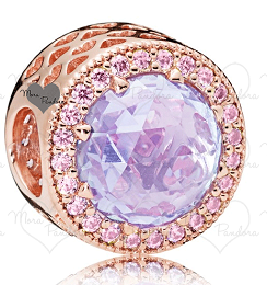 Charm halo circonia lila baño oro rosa