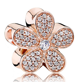 Charm flor pavé baño oro rosa