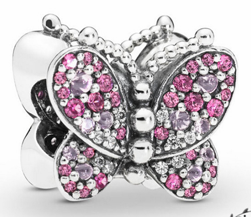 Charm colgante mariposa pavé rosa