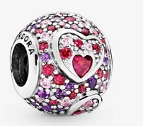 Charm bola corazón pavé circonias multicolor