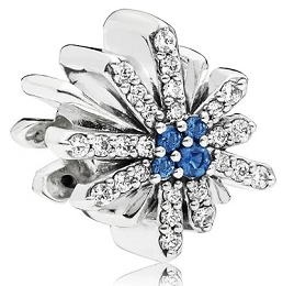 Charm flor escarcha circonias azules y blancas