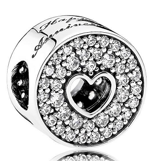 Charm Happy Anniversary corazón calado pavé