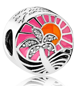 Charm palmera atardecer esmalte rosa y naranja