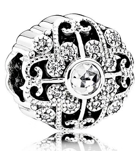 Charm bola filigrana vintage circonia central