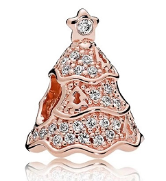 Charm árbol de Navidad Pandora baño oro rosa