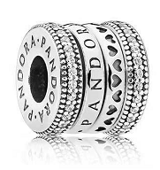[CH1124] Charm cilindro logo Pandora Signature corazones