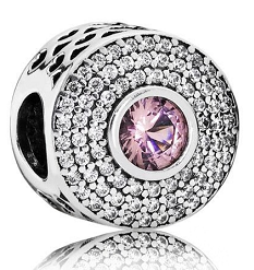 Charm bola Pandora halo circonias piedra rosa