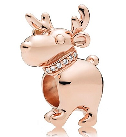 Charm reno Pandora baño oro rosa collar pavé