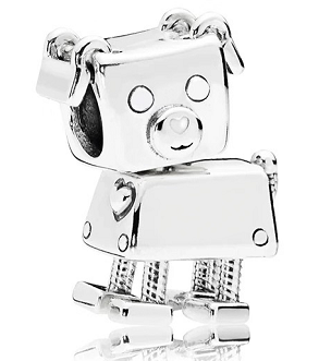 Charm robot Pandora antenas plata clásico