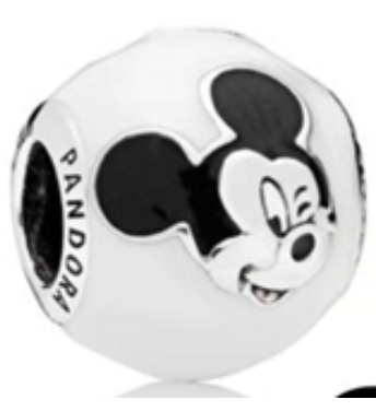 [CH1139] Charm Mickey Mouse Pandora esmalte blanco y negro