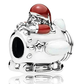 Charm Santa Claus Pandora avión esmalte blanco
