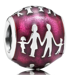 Charm familia esmalte fucsia plata