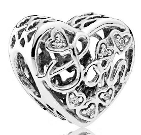 Charm corazón calado Love circonias plata