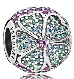 Charm bola trébol pavé multicolor plata