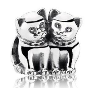 Charm gatitos gemelos con collar Pandora