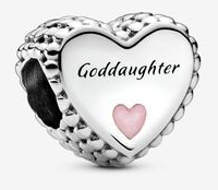 Charm corazón Goddaughter con detalle rosa Pandora