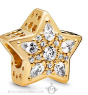 Charm Pandora estrella pavé baño dorado
