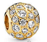 Charm Pandora bola pavé hojas baño dorado
