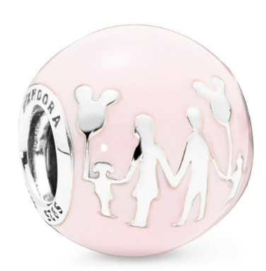 [CH1231] Charm Pandora familia globos Mickey rosa