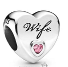 Charm Pandora corazón Wife piedra rosa