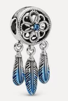 Charm Pandora atrapasueños plumas azules