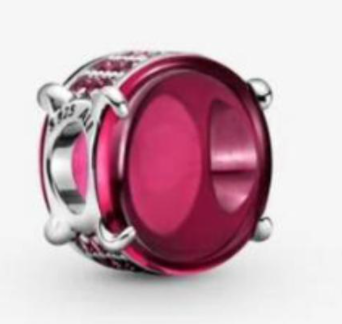 Charm Pandora piedra roja oval plata