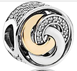 Charm Pandora anillos entrelazados bicolor