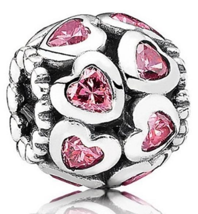 Charm Pandora bola corazones rosa