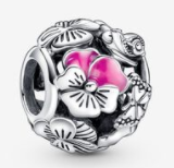 [CH1279] Charm Calado Flores Pensamiento Rosa