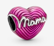 [CH1286] Charm Corazón Mamá Esmalte Fucsia