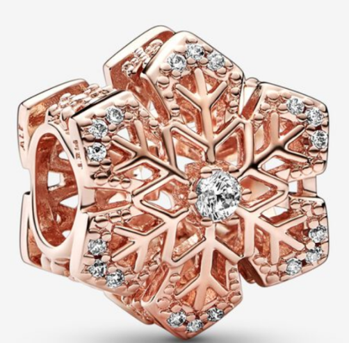 Charm Pandora copo de nieve baño oro rosa