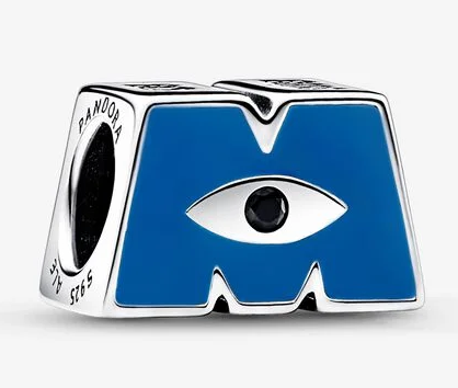 Charm Pandora letra M con ojo esmalte azul