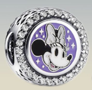 [CH1336] Charm medallón Minnie Mouse fondo morado pavé