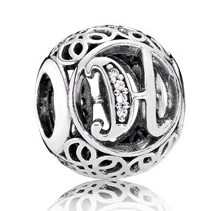 Charm Pandora letra vintage H con circonias
