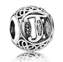Charm Pandora Letra T Filigrana Pavé