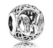 Charm Pandora Letra W Filigrana Pavé
