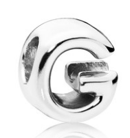 Charm letra G Pandora plata pulida