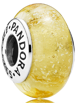 [791643] Charm Pandora Cristal Murano Dorado Destellos