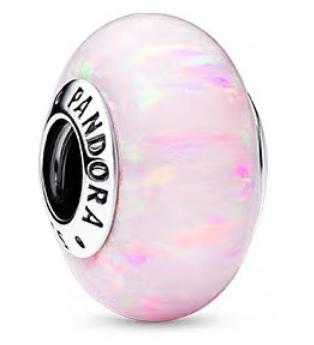 Charm Pandora cristal de Murano rosa nacarado