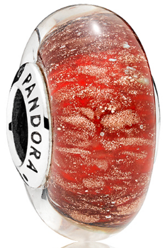 Charm Murano cristal rojo dorado Pandora